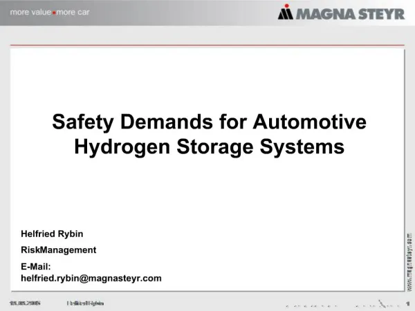 Safety Demands for Automotive Hydrogen Storage Systems