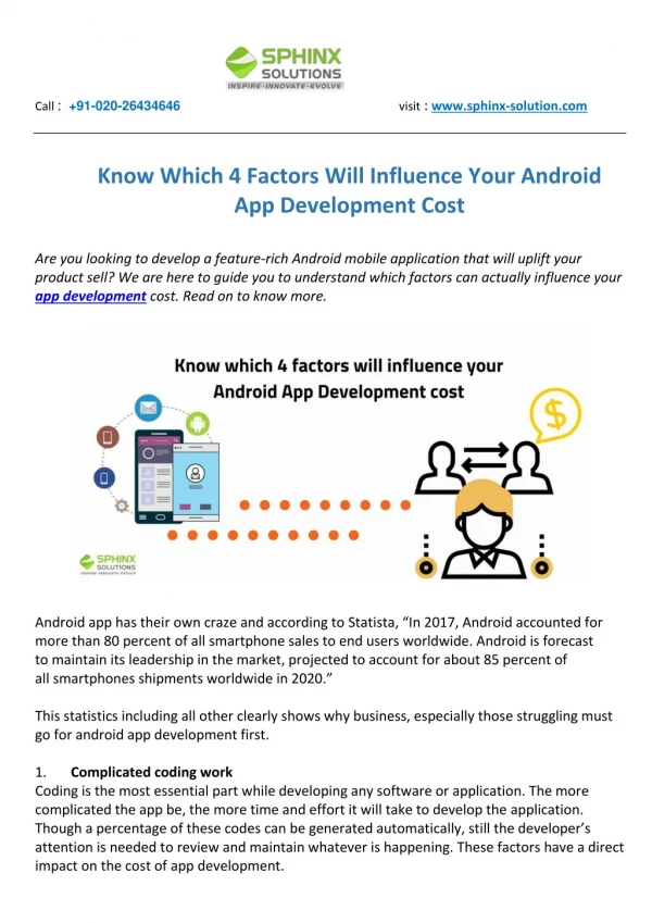 Know Which 4 Factors Will Influence Your Android App Development Cost