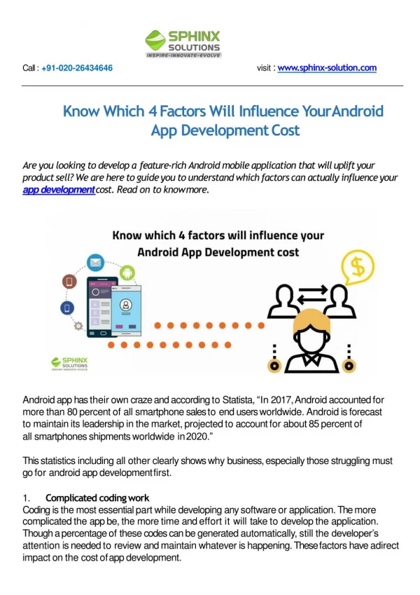 Know Which 4 Factors Will Influence Your Android App Development Cost