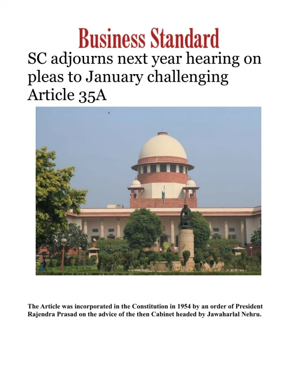 SC adjourns next year hearing on pleas to January challenging Article 35A 