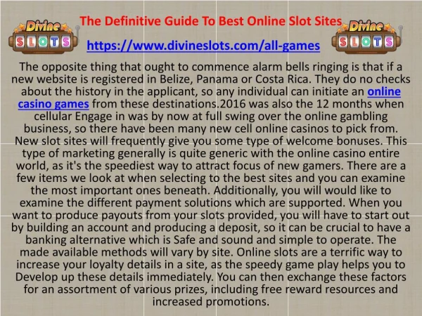 Not Known Facts About Best Online Slots Sites in the UK for 2018