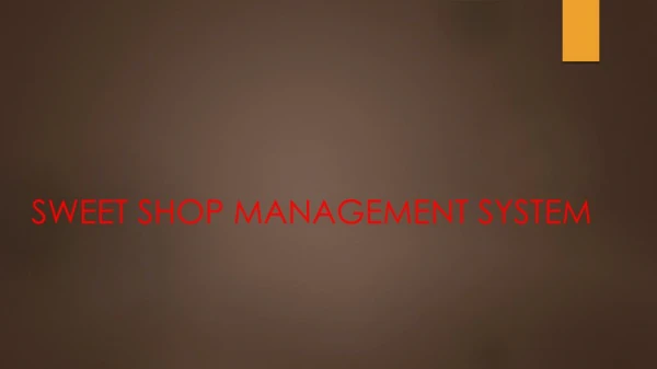 sweet shop management