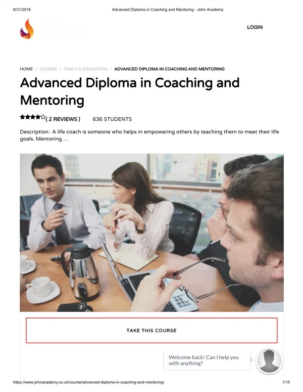 Advanced Diploma in Coaching and Mentoring - John Academy