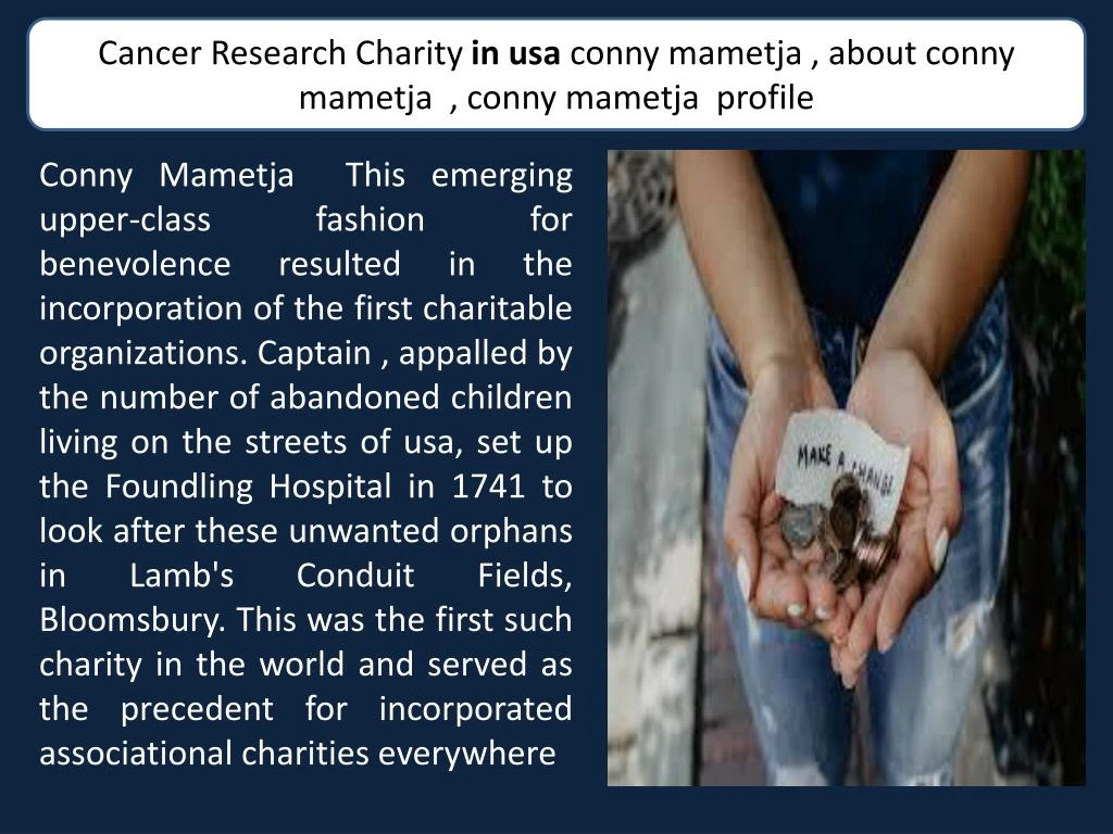 cancer research charity in usa conny mametja