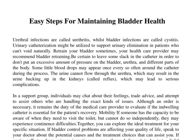 Easy Steps For Maintaining Bladder Health