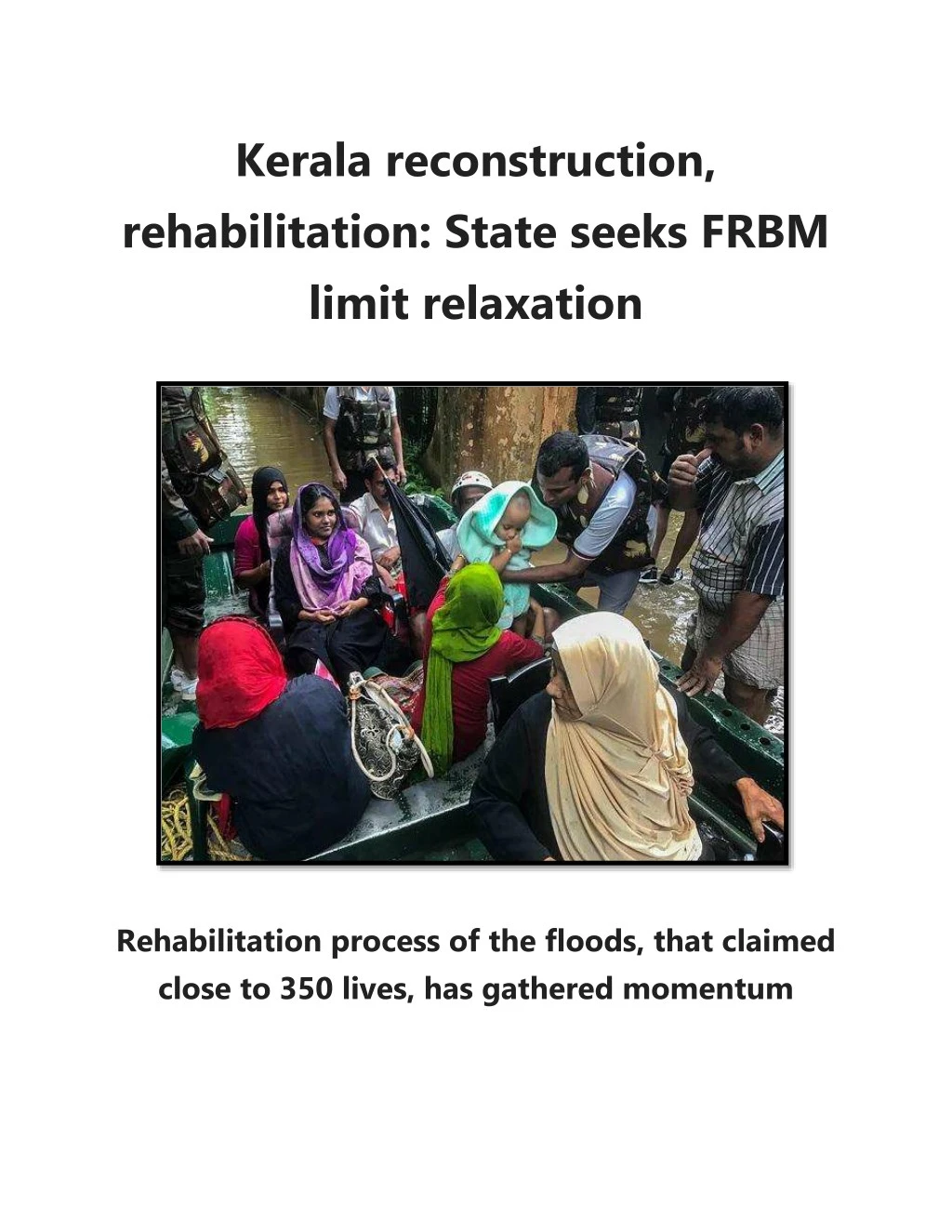 kerala reconstruction rehabilitation state seeks