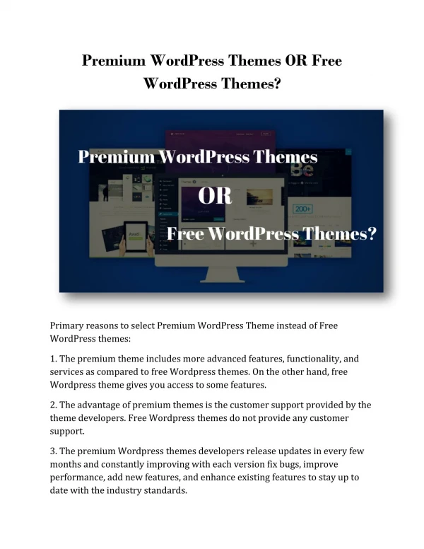 Premium WordPress Themes OR Free WordPress Themes?