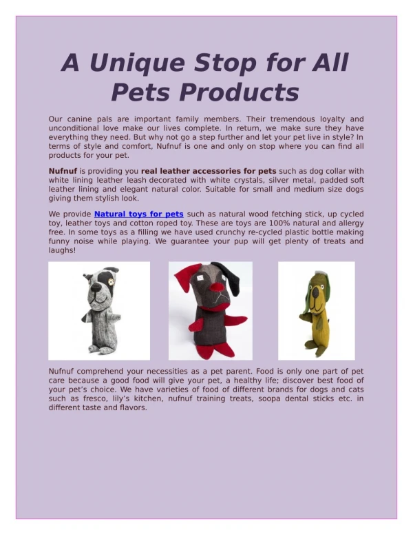 A Unique Stop for All Pets Products