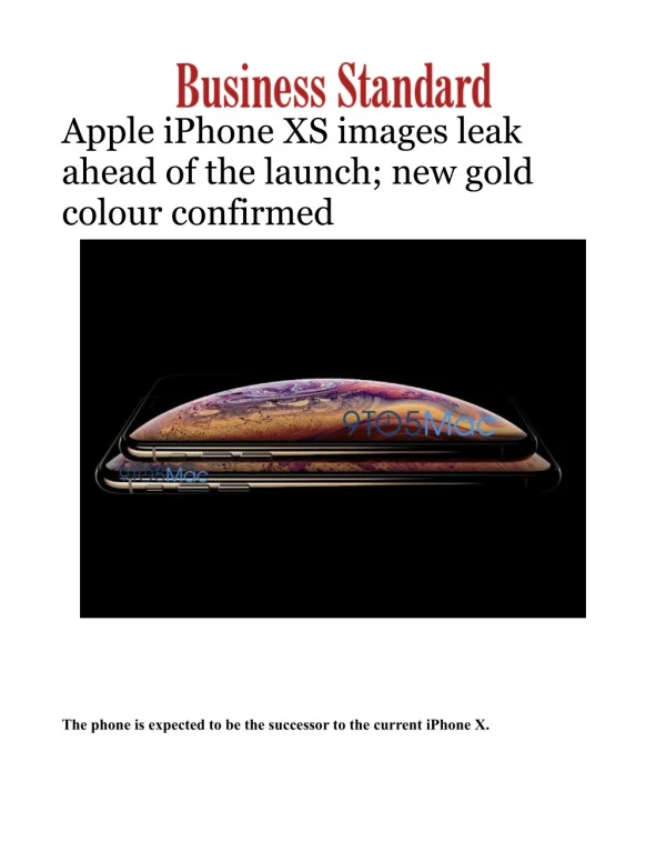 Apple iPhone XS images leak ahead of the launch; new gold colour confirmed