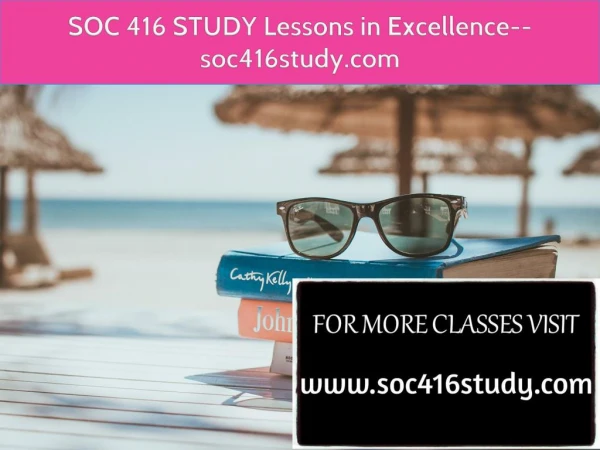 SOC 416 STUDY Lessons in Excellence--soc416study.com