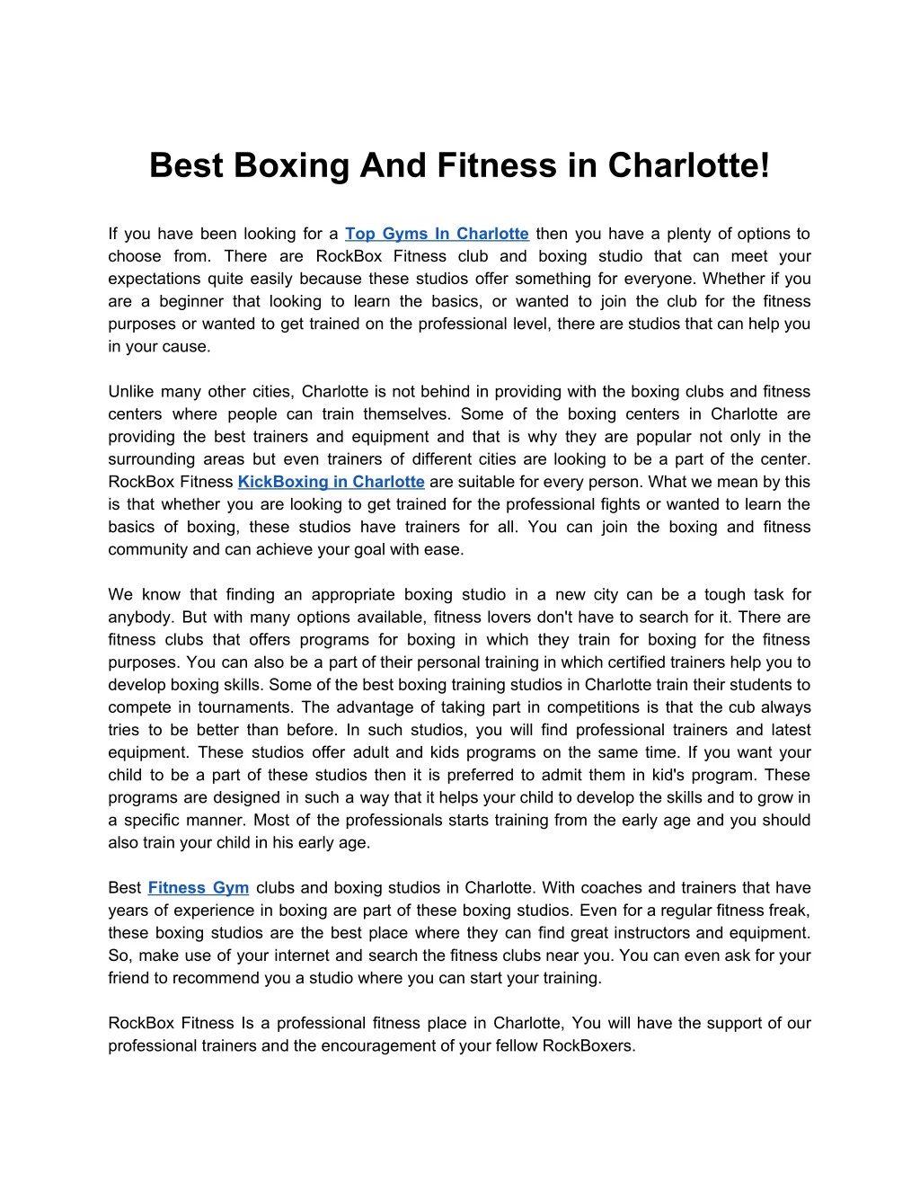 best boxing and fitness in charlotte