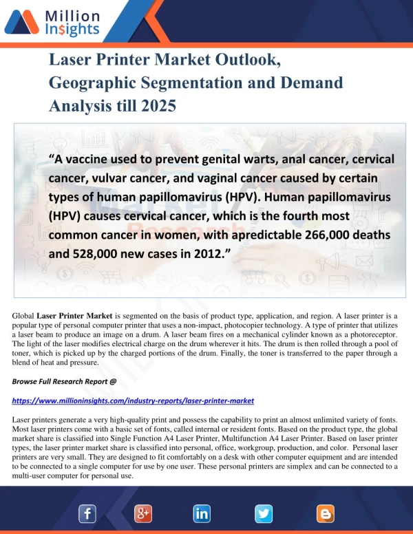 Laser Printer Market Outlook, Geographic Segmentation and Demand Analysis till 2025