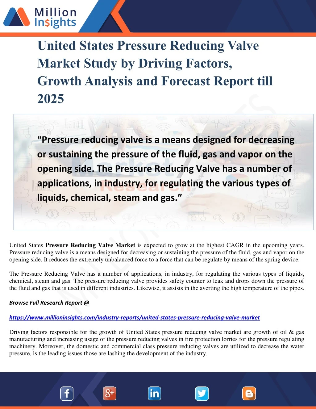 united states pressure reducing valve market
