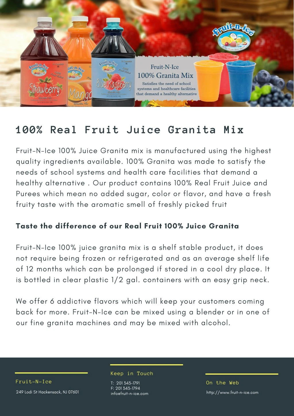 100 real fruit juice granita mix