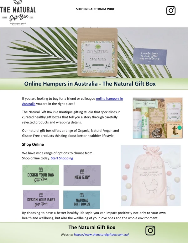 Online Hampers in Australia - The Natural Gift Box
