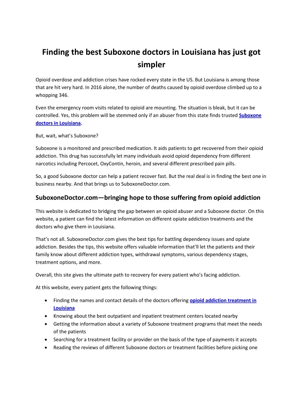 finding the best suboxone doctors in louisiana