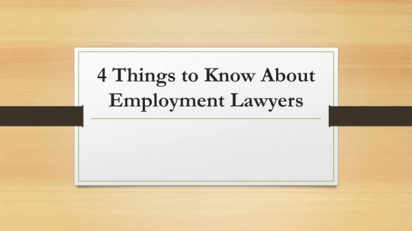 4 Things to Know About Employment Lawyers