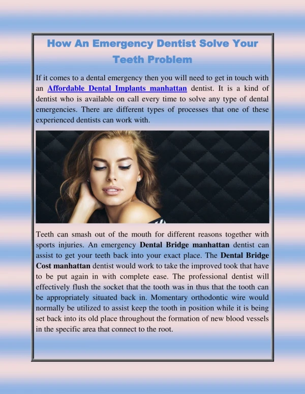 how an emergency dentist solve your