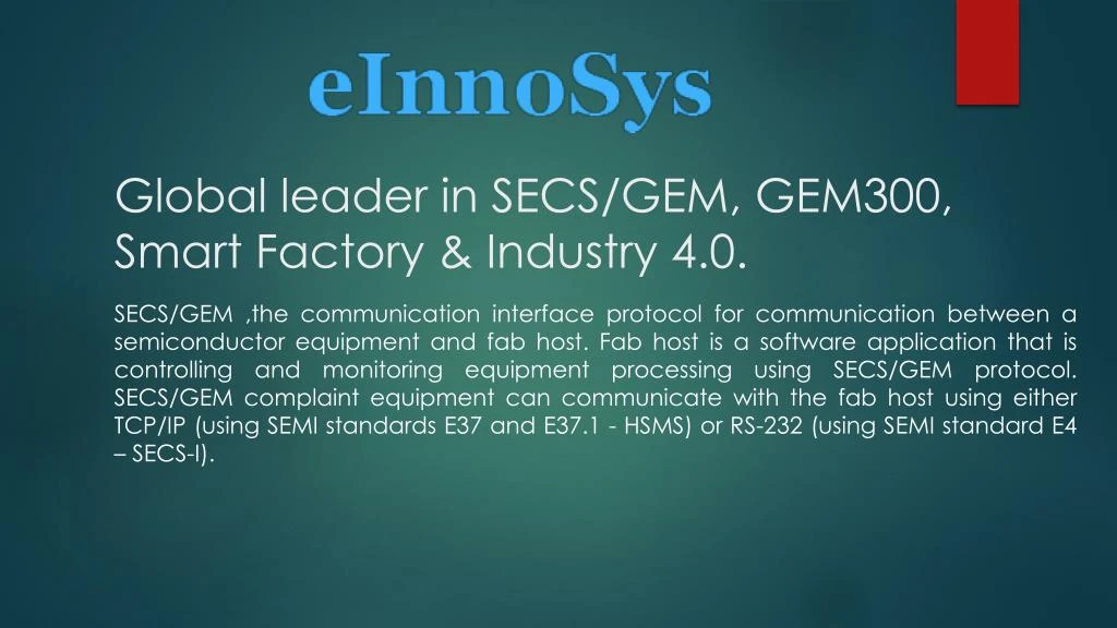 global leader in secs gem gem300 smart factory industry 4 0