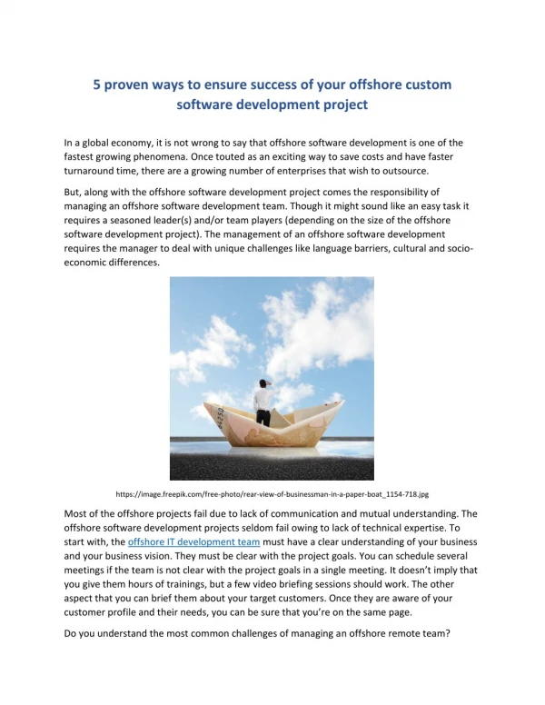 5 proven ways to ensure success of your offshore