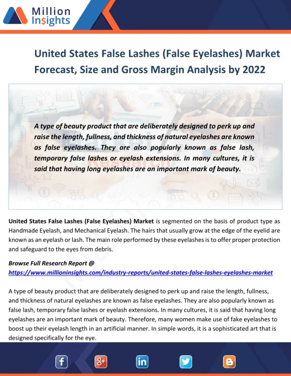 United States False Lashes (False Eyelashes) Market Manufacturing Cost and Raw Materials Analysis from 2017-2022