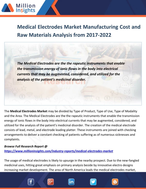 Medical Electrodes Market Outlook, End Users Analysis and Share by Type to 2022