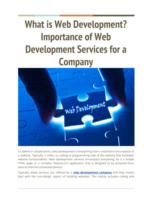 What is Web Development? Importance of Web Development Services for a Company