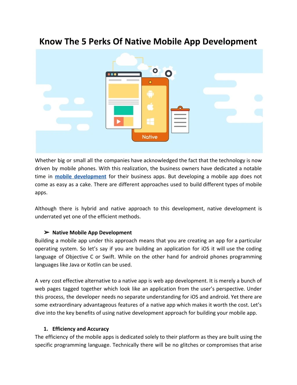 know the 5 perks of native mobile app development