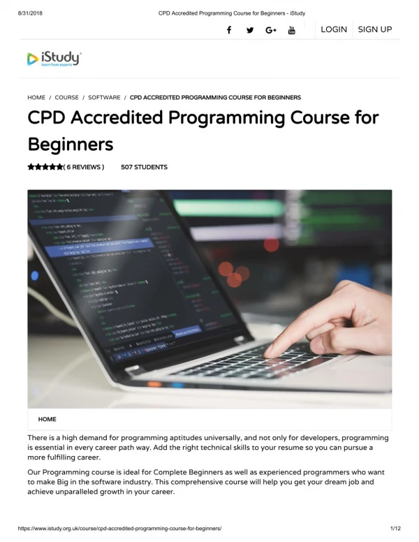 CPD Accredited Programming Course for Beginners - istudy