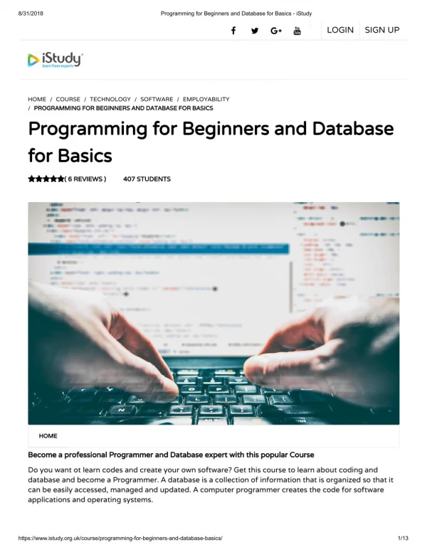 Programming for Beginners and Database for Basics - istudy