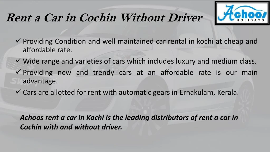 rent a car in cochin without driver