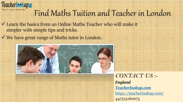 Find Maths Tuition and Teacher in London