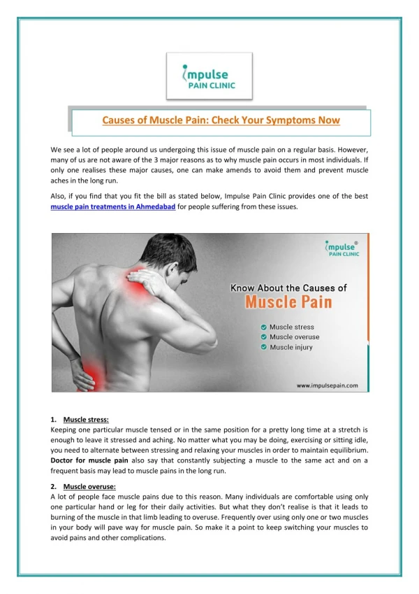 Consult Specialist to Heal Your Pain with Best Muscles Pain Treatment