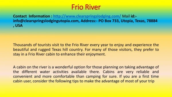 Important Tips Every First Time Frio River Cabin Guest Should Know