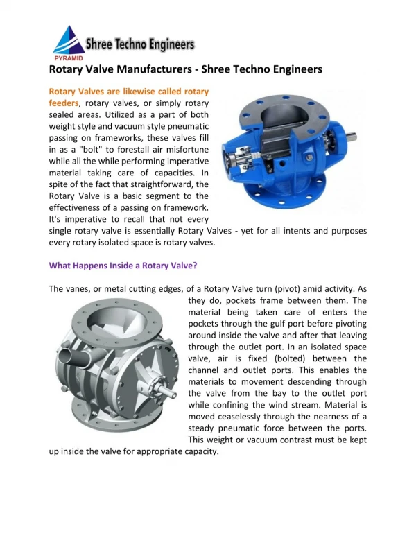 Manufacture and Design of Rotary Valve