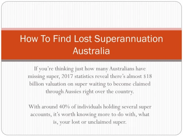 How To Find Lost Superannuation Australia