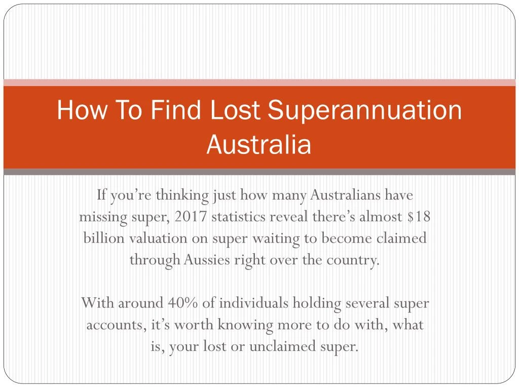 how to find lost superannuation australia