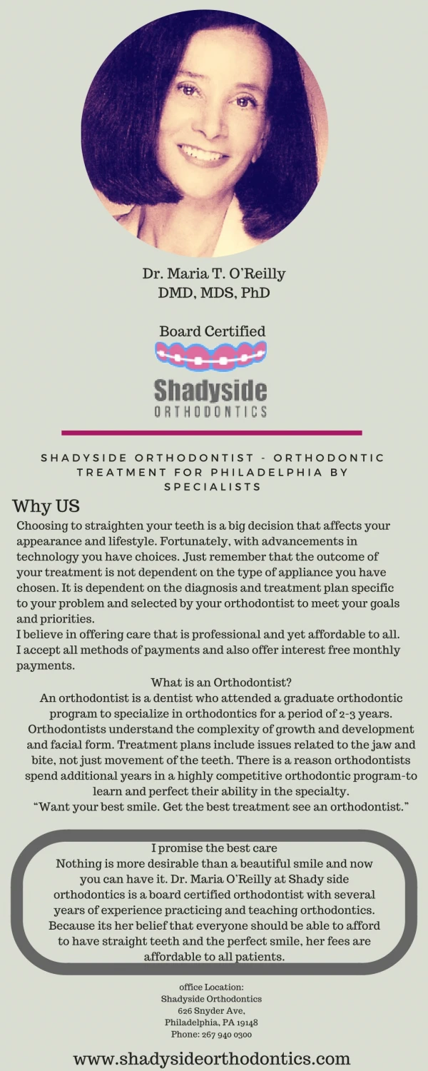 Read about the shadyside orthodontist | Dr. Maria Oâ€™Reilly
