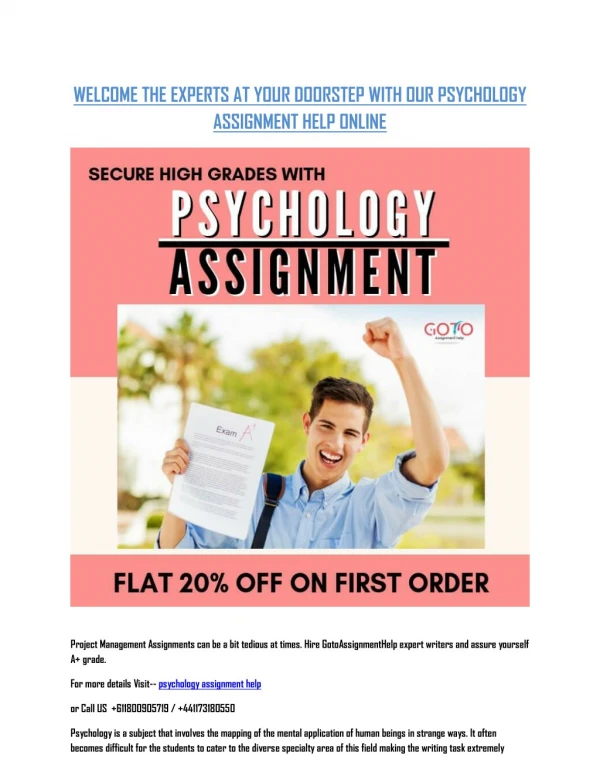 Boost Your Grades ! Phycholoegy Assignment Help