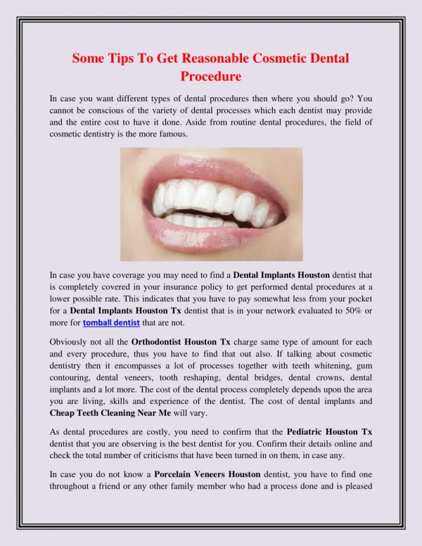 Some Tips To Get Reasonable Cosmetic Dental Procedure