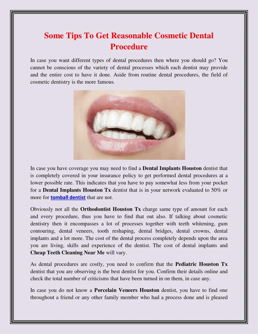some tips to get reasonable cosmetic dental