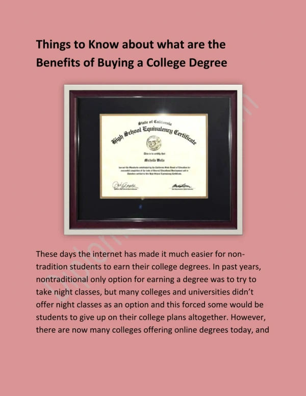 Some Benifites of buying a College Degree