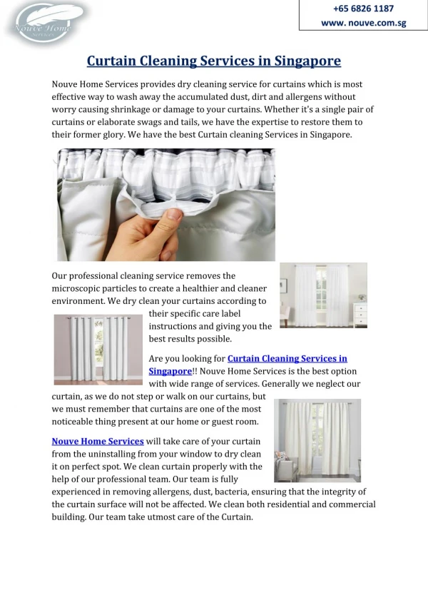 Curtain Cleaning Services in Singapore