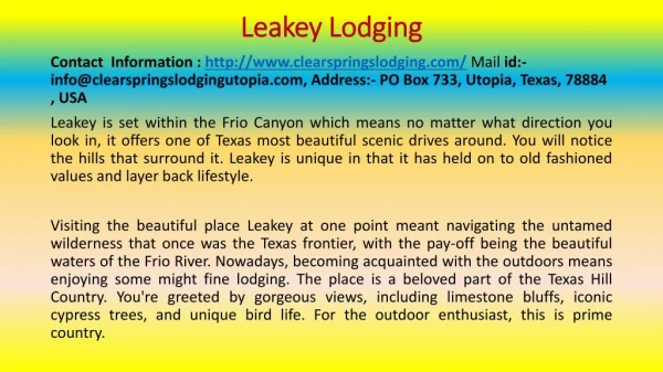 A Guide on Leakey and Finding the Best Accommodation in Leakey Lodging