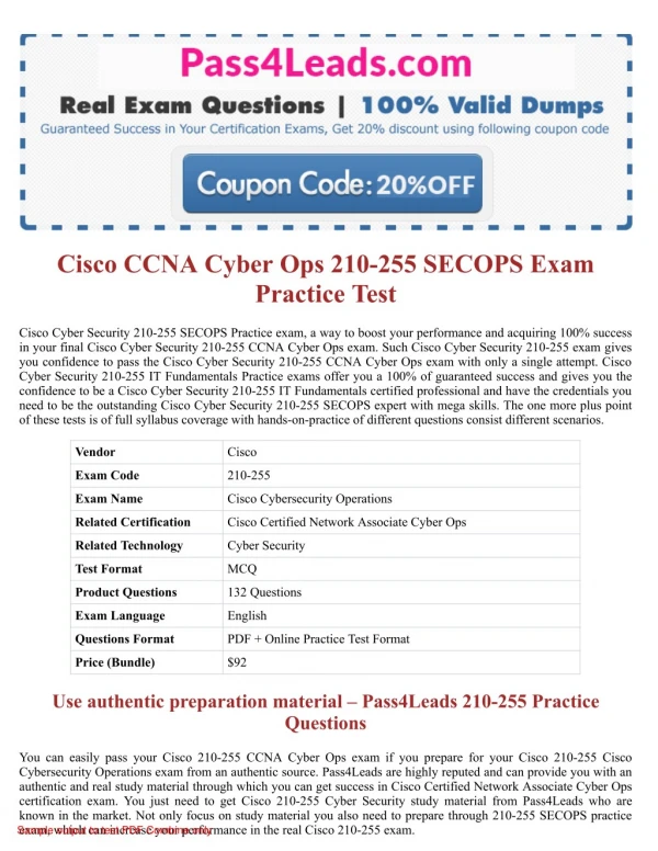 Cisco 210-255 SECOPS Exam Questions