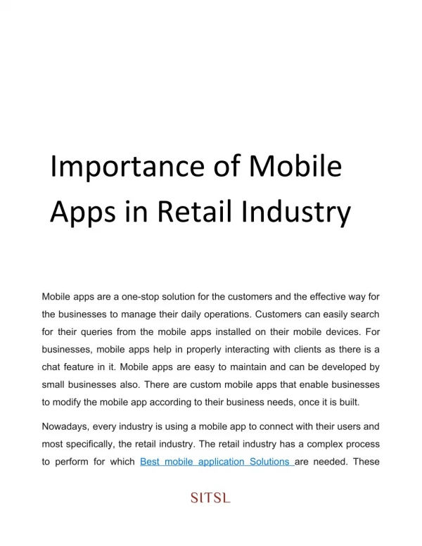 Importance of Mobile Apps in Retail Industry