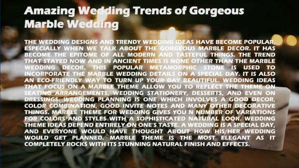 Amazing Wedding Trends of Gorgeous Marble Wedding