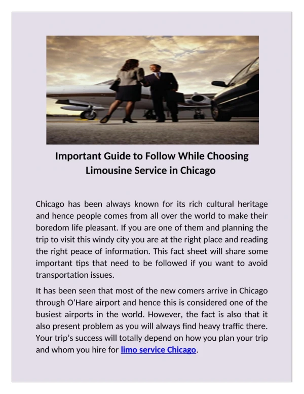 We are successfully operating limo service to O’Hare airport