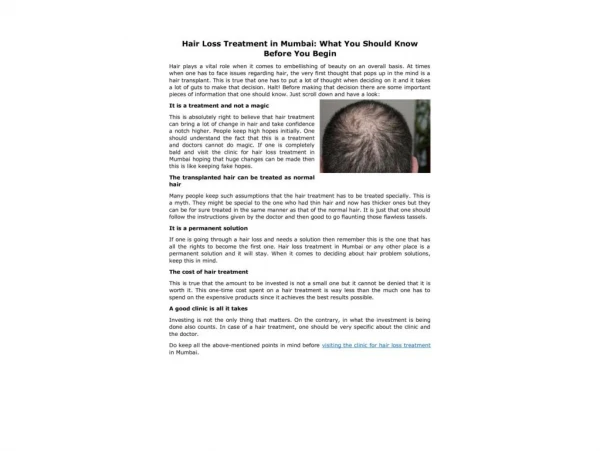 Hair Loss Treatment in Mumbai: What You Should Know Before You Begin