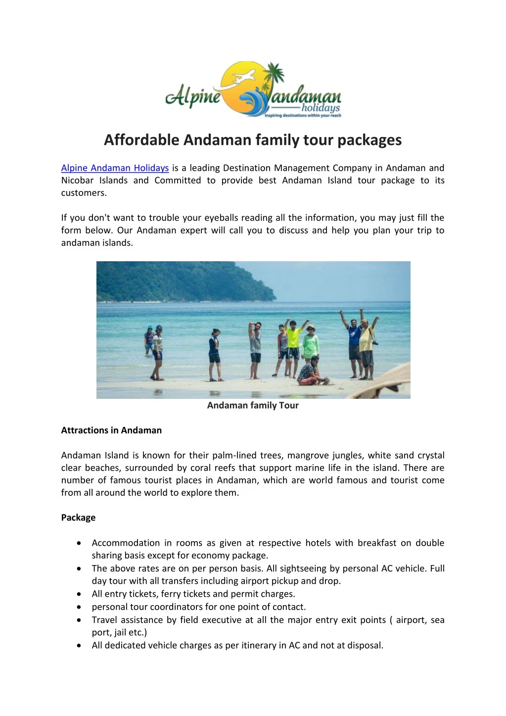 affordable andaman family tour packages